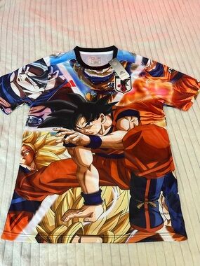 adidas Orange Blue Multi-Color Dragon Ball Z Graphic Men's Jersey